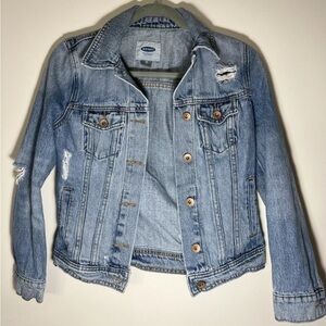 Old Navy Long Sleeve Distressed Denim Jean Jacket Womens XS